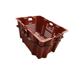 Emtrade Nest-/stapelbak 800x600x440 mm, Geperforeerd, Rood, Gebruikt