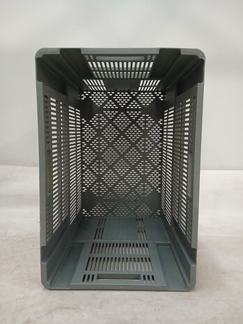 Emtrade Nestbare stapelkrat 600×400×500 mm Geperforeerd Stapelbaar/Nestbaar Grijs Nieuw