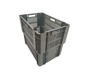 Emtrade Nestbare stapelkrat 600×400×500 mm Geperforeerd Stapelbaar/Nestbaar Grijs Nieuw