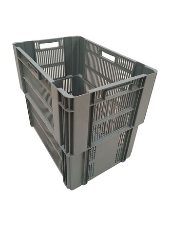 Emtrade (Nieuw) Nestbare Stapelkrat, 600x400x500 mm, euronorm, grijs kunststof, nieuw