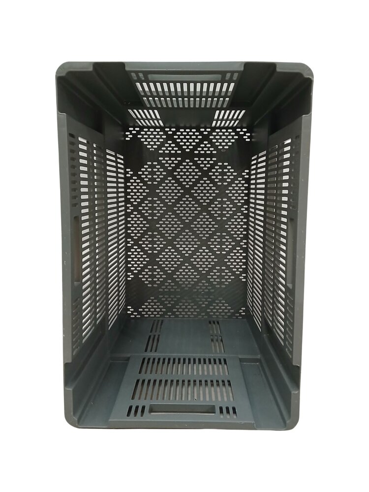 Emtrade Nestbare stapelkrat 600×400×500 mm Geperforeerd Stapelbaar/Nestbaar Grijs Nieuw