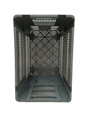 Emtrade Nestbare stapelkrat 600×400×500 mm Geperforeerd Stapelbaar/Nestbaar Grijs Nieuw