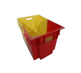 Emtrade Stapelbak, 600x400x400 mm, euronorm, rood, geel kunststof, gebruikt