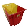 Emtrade Stapelbak, 600x400x400 mm, euronorm, rood, geel kunststof, gebruikt
