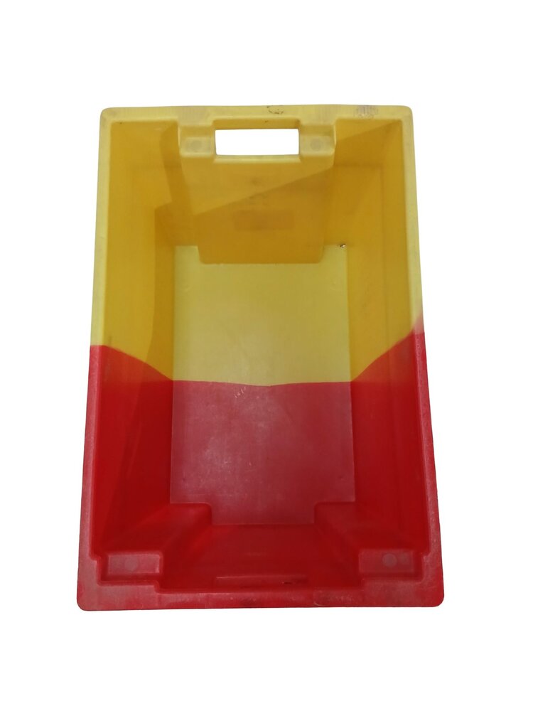 Emtrade Stapelbak, 600x400x400 mm, euronorm, rood, geel kunststof, gebruikt