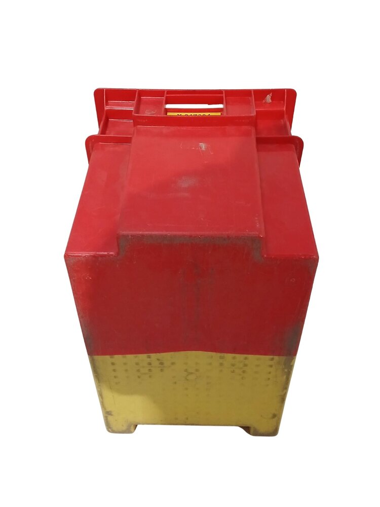Emtrade Stapelbak, 600x400x400 mm, euronorm, rood, geel kunststof, gebruikt