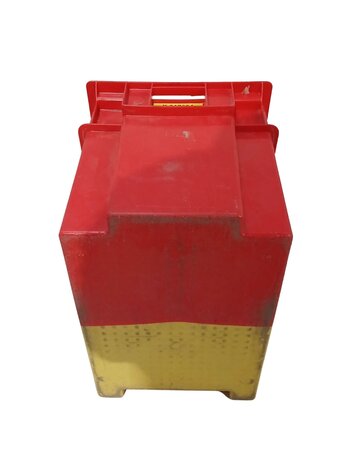 Emtrade Stapelbak, 600x400x400 mm, euronorm, rood, geel kunststof, gebruikt