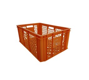 Emtrade Stapelkrat 600x400x250mm Geperforeerd Oranje Gebruikt
