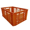 Emtrade Stapelkrat 600x400x250mm Geperforeerd Oranje Gebruikt