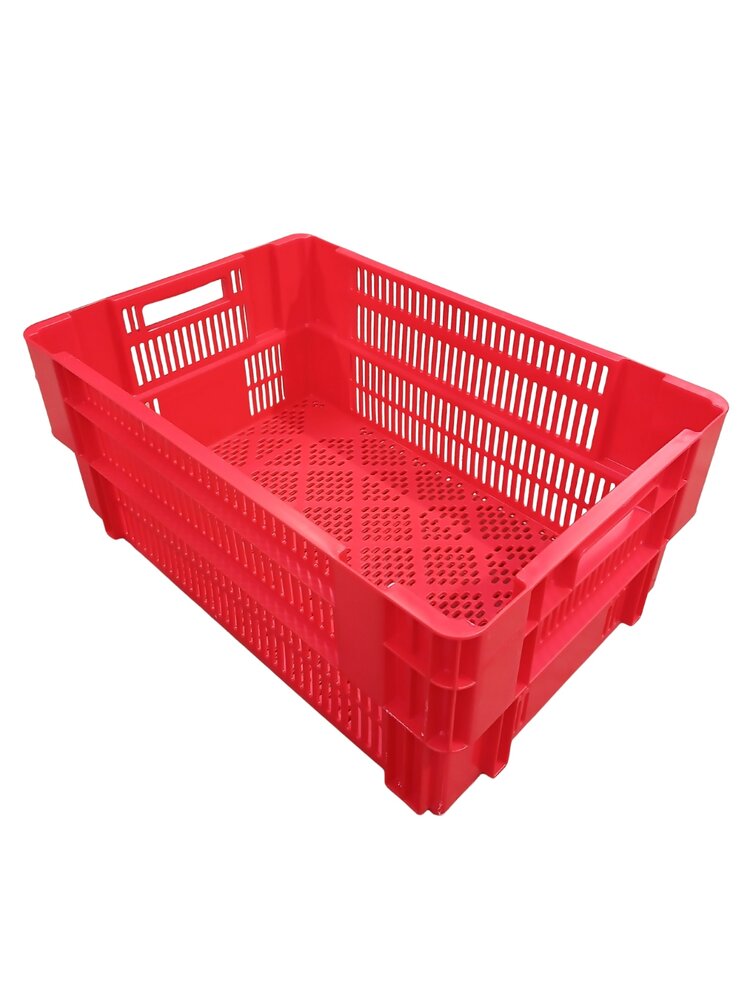 Emtrade (Nieuw) Nestbare Stapelkrat, 600x400x350 mm, euronorm, rood kunststof, nieuw