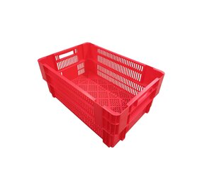 Emtrade (Nieuw) Nestbare stapelkrat 600x400x350mm geperforeerd rood nieuw