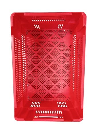 Emtrade Nestbare Stapelkrat 600x400x350mm Geperforeerd Rood Nieuw