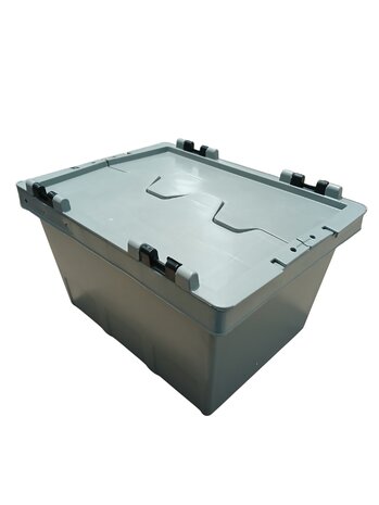 Emtrade Distributiebak 300x225x165mm Gesloten Stapelbaar Grijs PP Nieuw