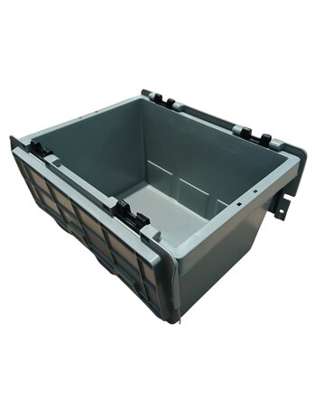 Emtrade Distributiebak 300x225x165mm Gesloten Stapelbaar Grijs PP Nieuw