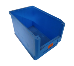 Emtrade Magazijnbak, 500x300x300 mm, blauw kunststof, gebruikt Emtrade Magazijnbak, 500x300x300 mm, blauw kunststof, gebruikt