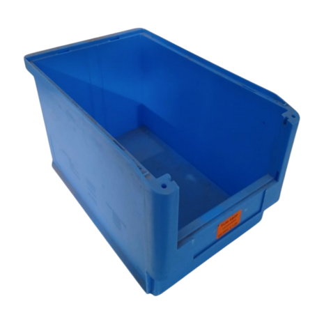 Emtrade Magazijnbak, 500x300x300 mm, blauw kunststof, gebruikt Emtrade Magazijnbak, 500x300x300 mm, blauw kunststof, gebruikt