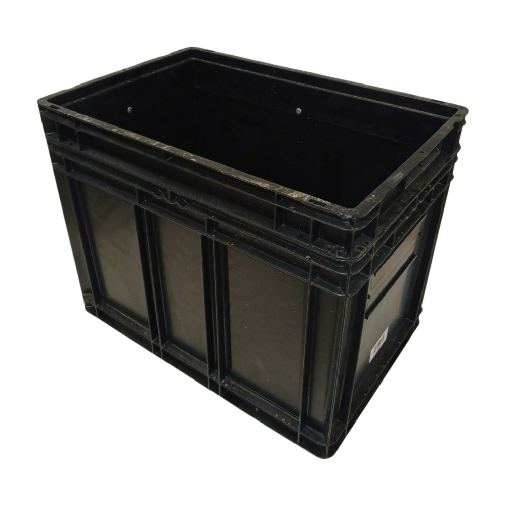 SSI SchÃ¤fer Stapelbak, 600x400x480 mm, euronorm, zwart pp, gebruikt