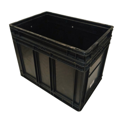 SSI SchÃ¤fer Stapelbak, 600x400x480 mm, euronorm, zwart pp, gebruikt
