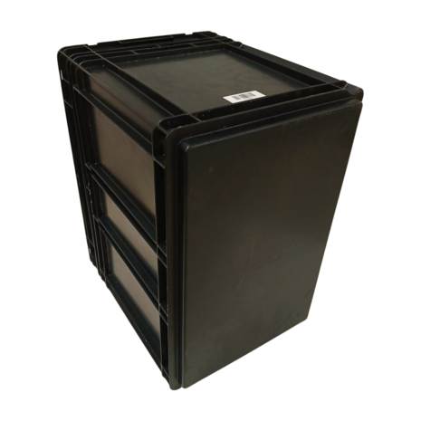 SSI SchÃ¤fer Stapelbak, 600x400x480 mm, euronorm, zwart pp, gebruikt
