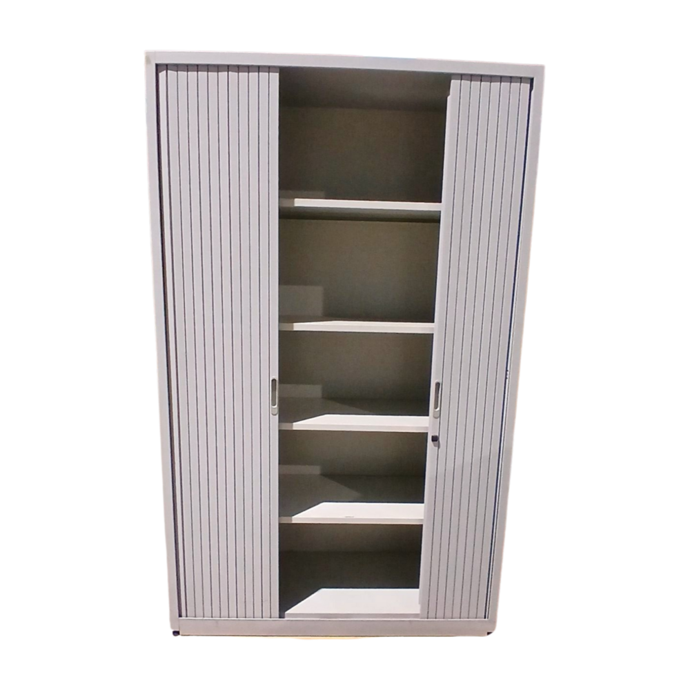 Emtrade Archiefkast 120x47x195 cm, roldeurkast, 4 legborden, met sleutel, grijs, gebruikt