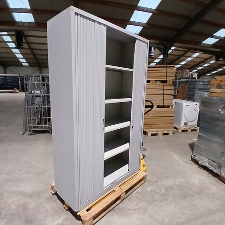 Emtrade Archiefkast 120x47x195 cm, roldeurkast, 4 legborden, met sleutel, grijs, gebruikt