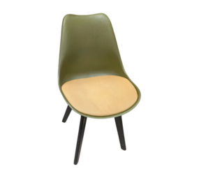 Emtrade Set van 4 groene kunststof kuipstoelen met gestoffeerde zitting, gebruikt per stuk