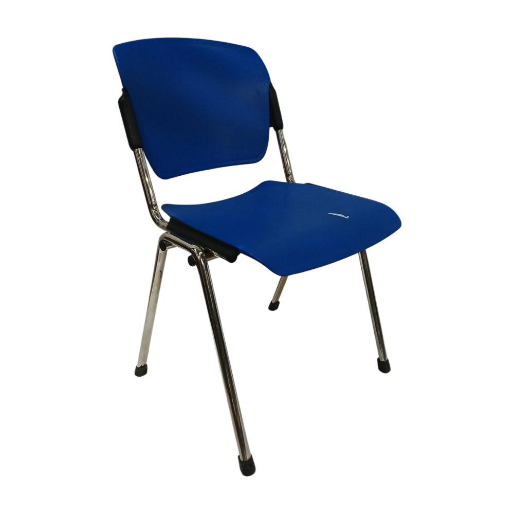 Emtrade Gebruikte stapelbare kunststof stoel – blauw
