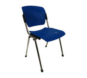 Emtrade Gebruikte stapelbare kunststof stoel – blauw