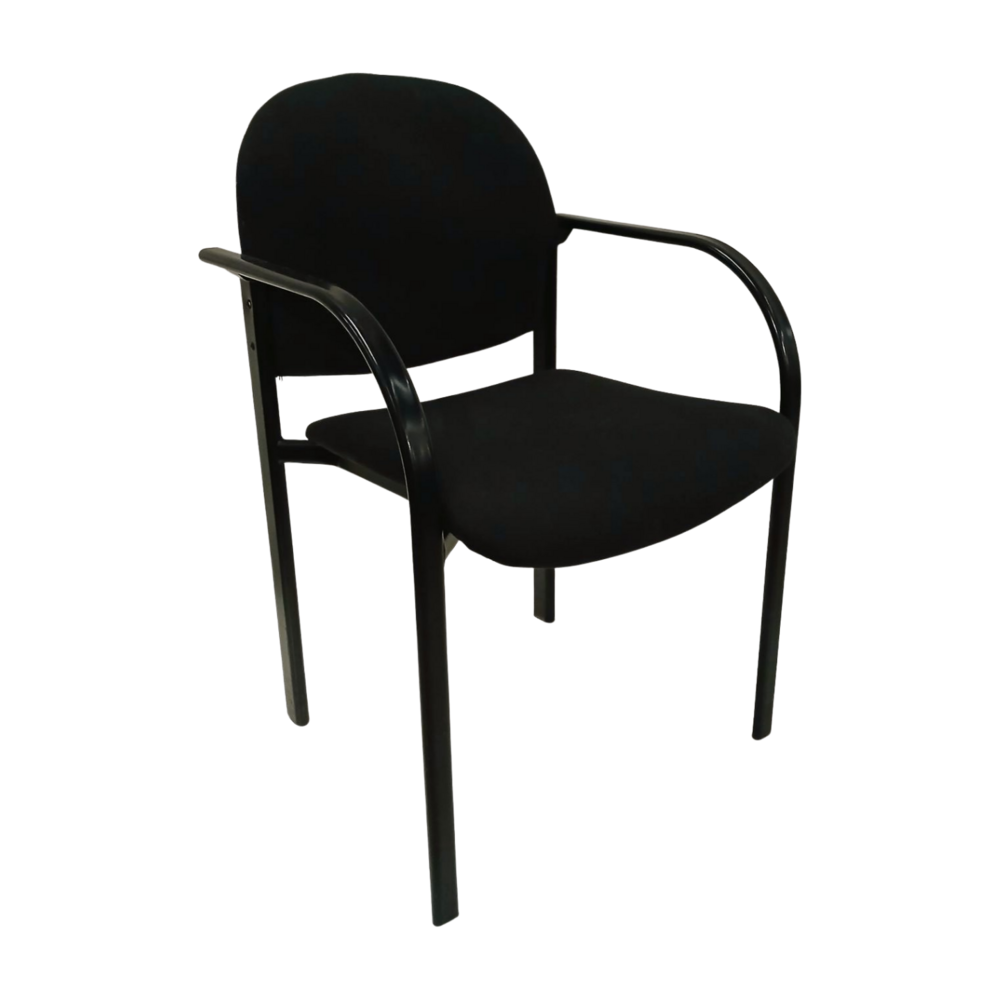 Emtrade Gebruikte vergaderstoel met armleuningen – zwart gestoffeerd
