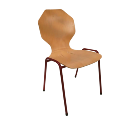 Emtrade Houten Stapelstoel met Rood Frame – Gebruikt