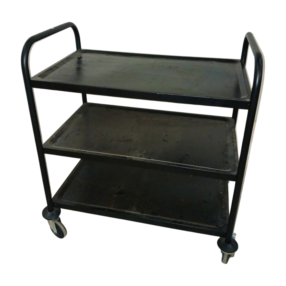 Emtrade Metalen Serveertrolley – 3 Niveaus – Verrijdbaar – Zwart - Gebruikt