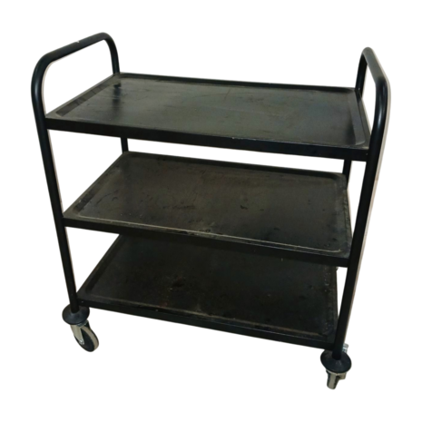 Emtrade Metalen Serveertrolley – 3 Niveaus – Verrijdbaar – Zwart - Gebruikt