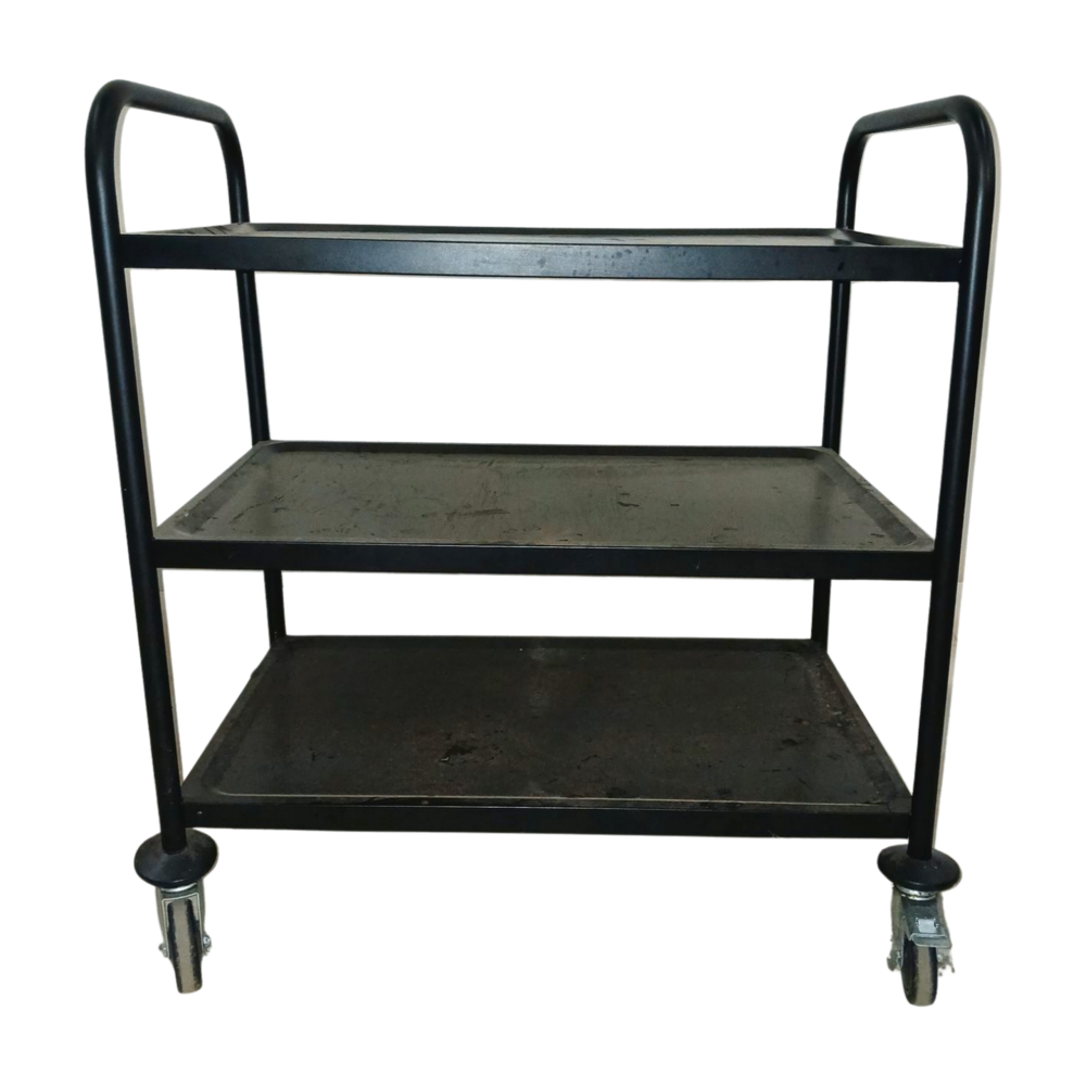Emtrade Metalen Serveertrolley – 3 Niveaus – Verrijdbaar – Zwart - Gebruikt