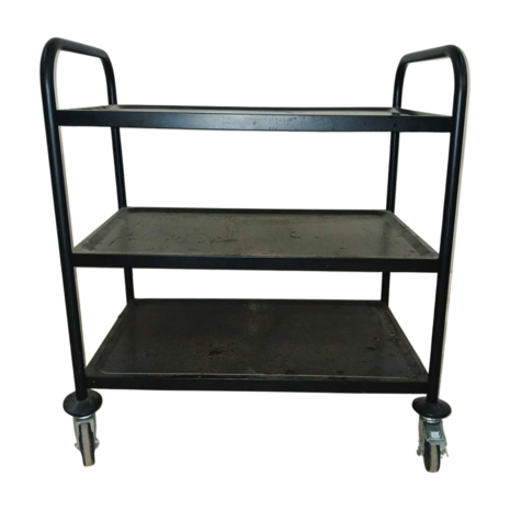 Emtrade Metalen Serveertrolley – 3 Niveaus – Verrijdbaar – Zwart - Gebruikt