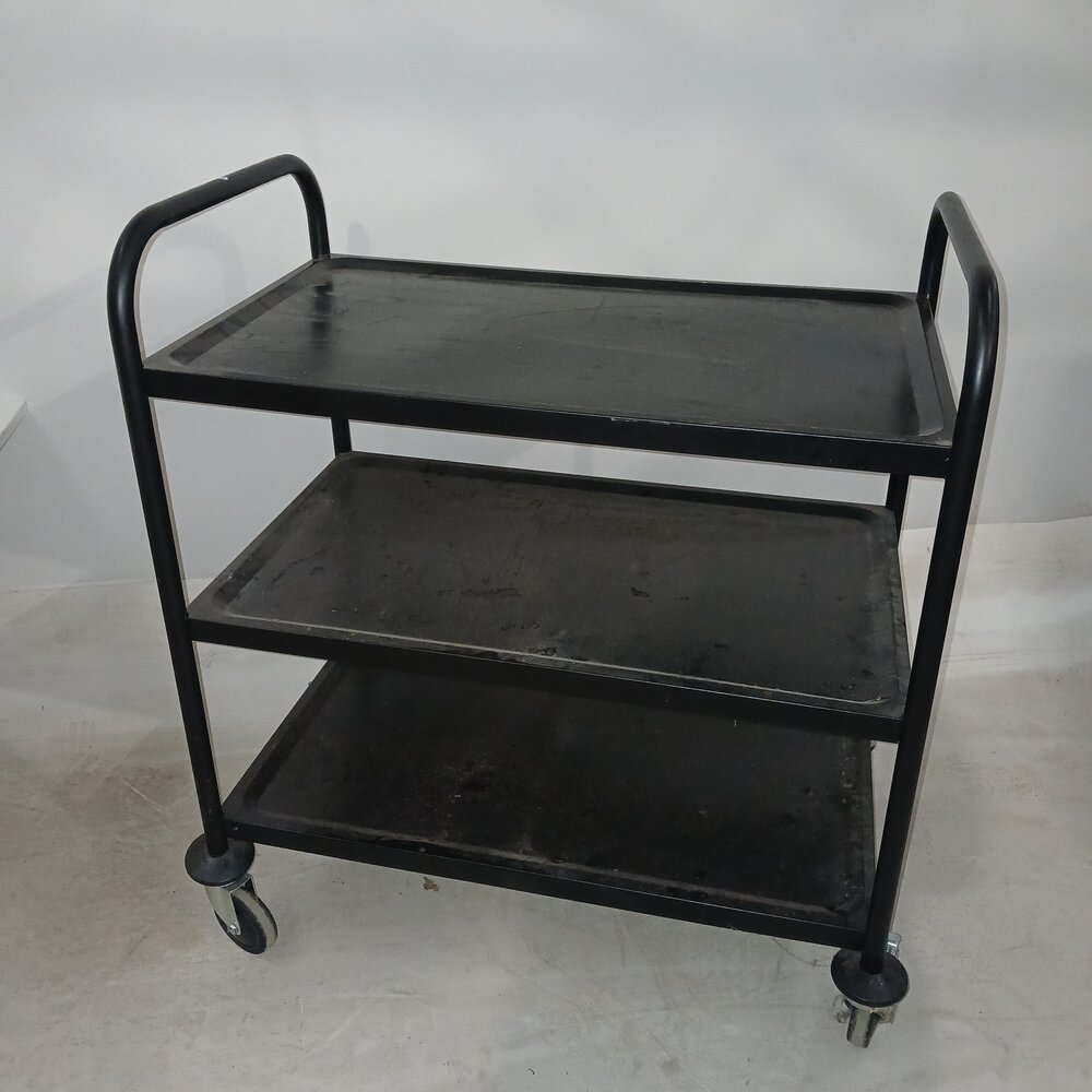 Emtrade Metalen Serveertrolley – 3 Niveaus – Verrijdbaar – Zwart - Gebruikt
