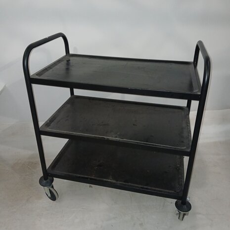 Emtrade Metalen Serveertrolley – 3 Niveaus – Verrijdbaar – Zwart - Gebruikt