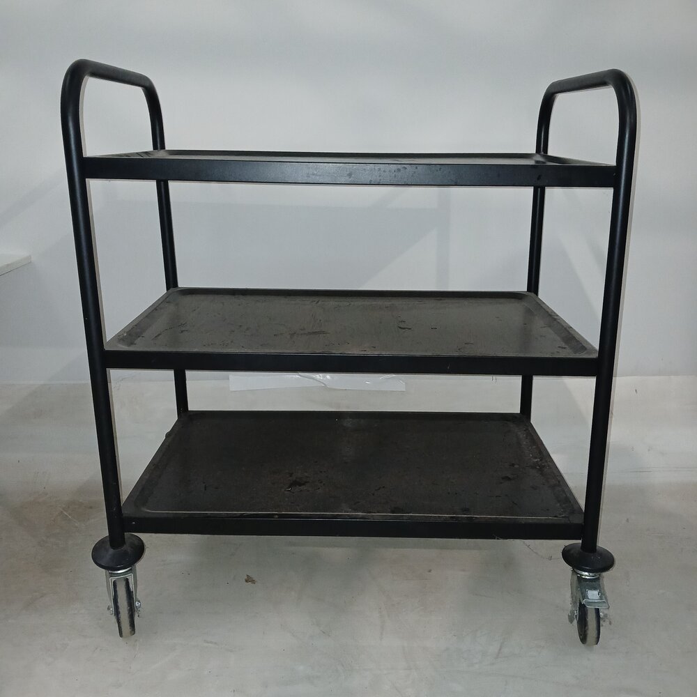Emtrade Metalen Serveertrolley – 3 Niveaus – Verrijdbaar – Zwart - Gebruikt