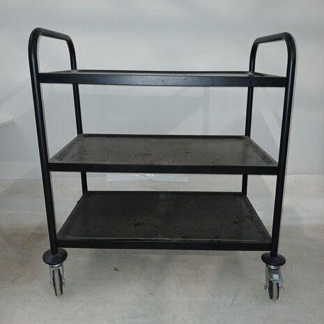 Emtrade Metalen Serveertrolley – 3 Niveaus – Verrijdbaar – Zwart - Gebruikt