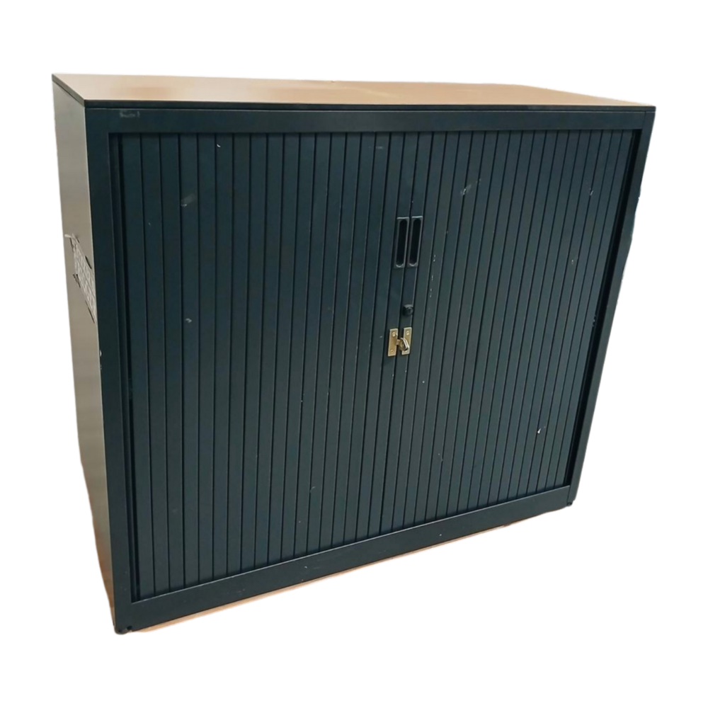 Emtrade Archiefkast 120x47x105 cm, roldeurkast, 2 legborden, met sleutel, zwart, gebruikt