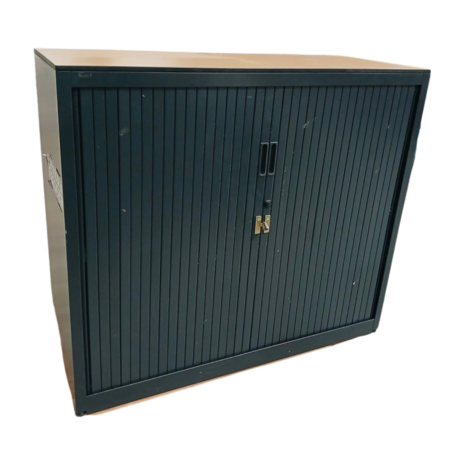 Emtrade Archiefkast 120x47x105 cm, roldeurkast, 2 legborden, met sleutel, zwart, gebruikt