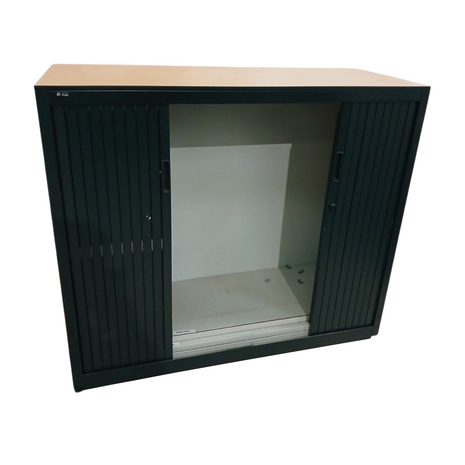 Emtrade Archiefkast 120x47x105 cm, roldeurkast, 2 legborden, met sleutel, zwart, gebruikt
