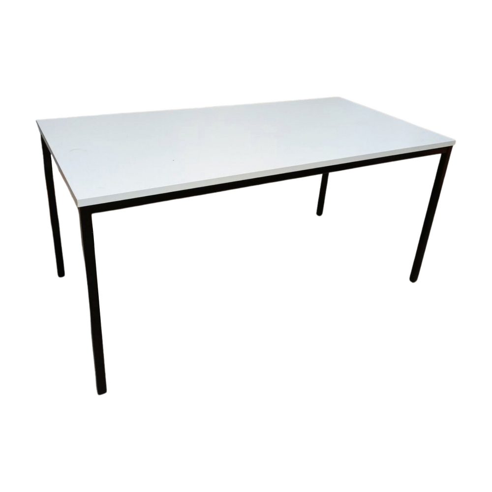 Emtrade Tafel 160x80x77 cm, houten blad, metalen frame, wit, zwart, gebruikt