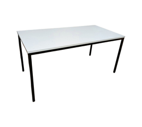 Emtrade Tafel 160x80x77 cm, houten blad, metalen frame, wit, zwart, gebruikt