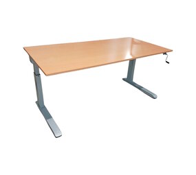 Emtrade Bureau 160x80 cm, houtkleur blad, metalen onderstel, grijs, gebruikt