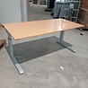 Emtrade Bureau 160x80 cm, houtkleur blad, metalen onderstel, grijs, gebruikt
