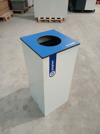 Emtrade Papierbak 36x36x81 cm, afvalbak, blauwe bovenplaat, gebruikt