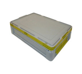 Schoeller Allibert Stapelbak met deksel, 600x400x145 mm, euronorm, grijs, groen pp, nieuw