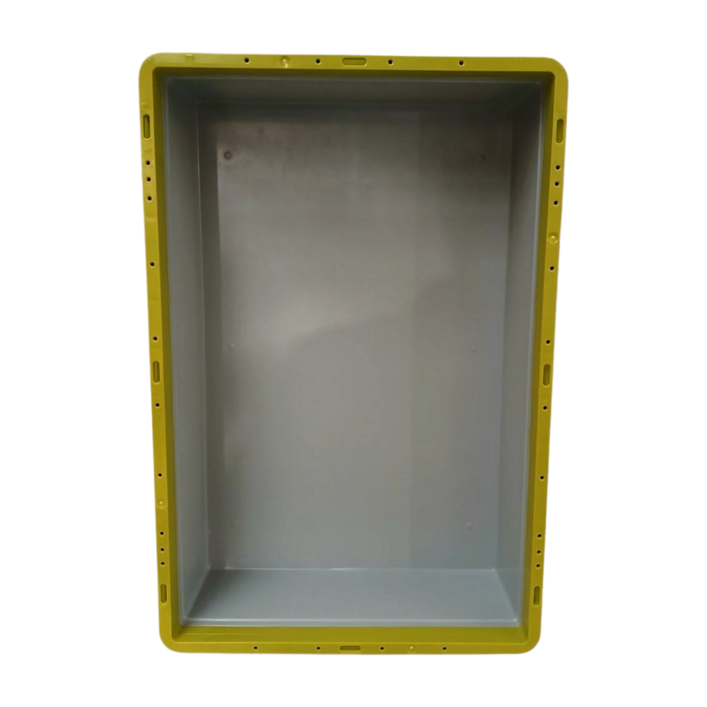 Schoeller Allibert Stapelbak met deksel, 600x400x145 mm, euronorm, grijs, groen pp, nieuw