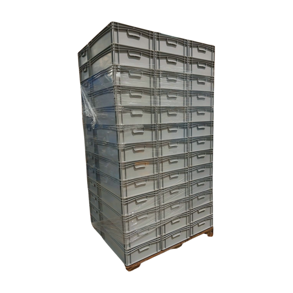 Basicline Stapelbak, 600x400x170 mm, euronorm, grijs pp, gebruikt