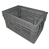 Curtec Magazijnbak 600x400x300 mm, nestbaar, geperforeerd, PE, grijs, gebruikt